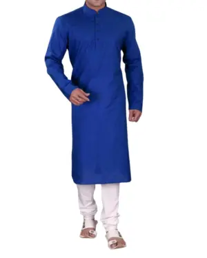 Royal Blue Plain Silk Kurta Pajama for Men