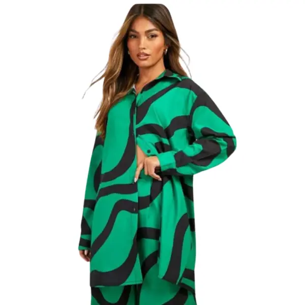 Set Green Abstract Elegance with Oversized Comfort