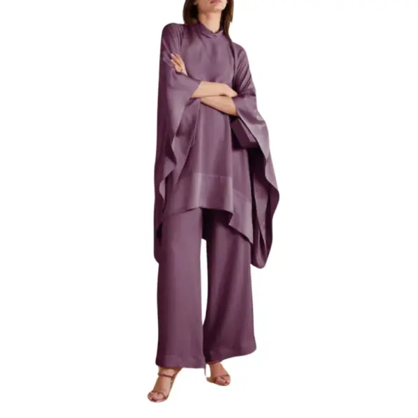 Silk Aura Violet Kaftan Top & Culottes Co-ord Set