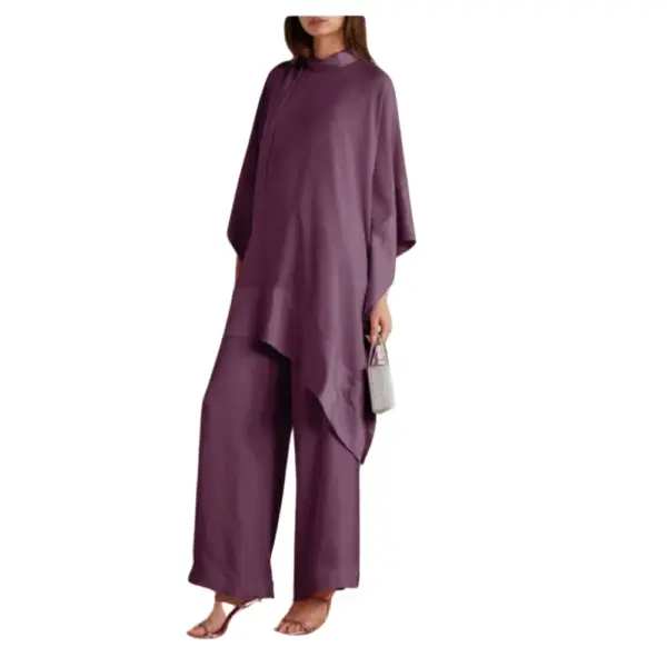 Silk Aura Violet Kaftan Top & Culottes Co-ord Set