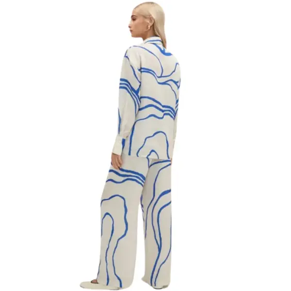 Amethyst Abstract Womens with Blue Lining Co-ord Set