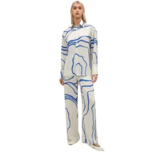 Amethyst Abstract Womens with Blue Lining Co-ord Set