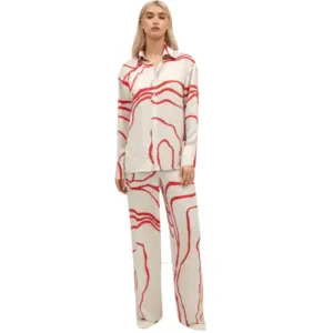 Amethyst Abstract Womens with Red Lining Co-ord Set