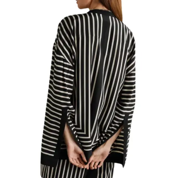 Graphic Stripe Elegance Pantsuit - Monochrome Black Co-ord Set