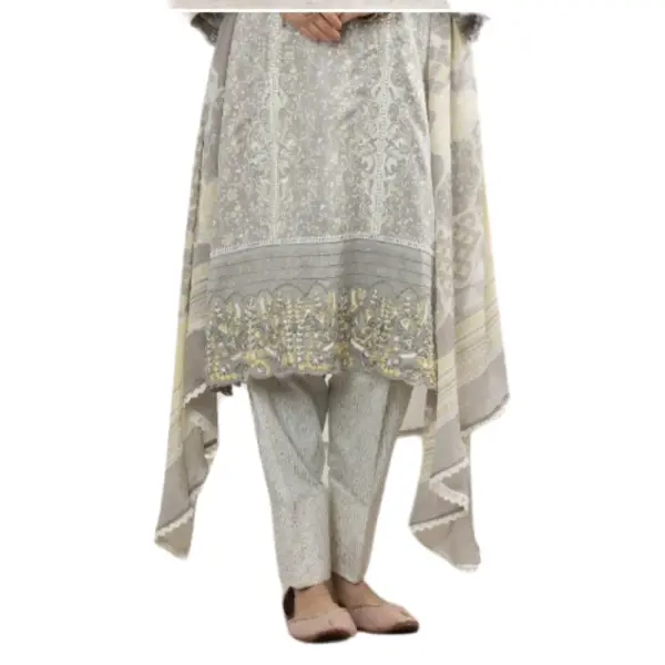 Grey color Glace Cotton Suit with Printed Duppata