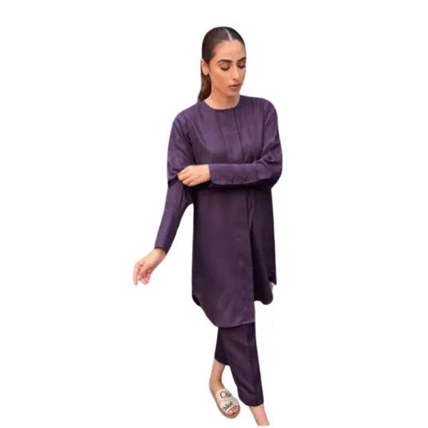 Purple Green Tailored Co-ord Set in Seasonal Hues