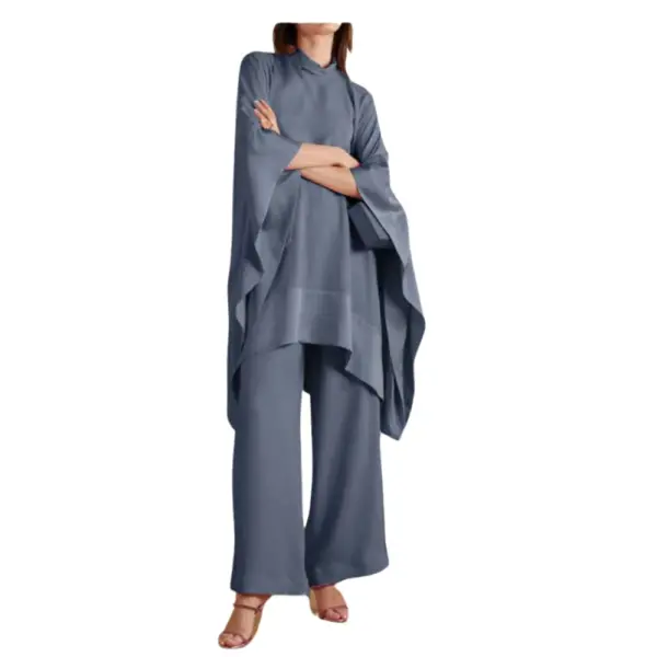 Silk Aura Grey Kaftan Top & Culottes Co-ord Set