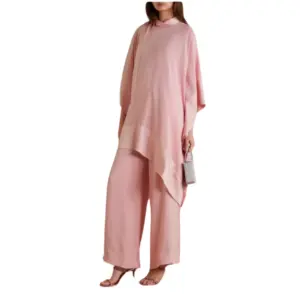 Silk Aura Peach Kaftan Top & Culottes Co-ord Set