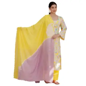 Yellow Aircool base with muslin duppata