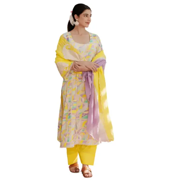 Yellow Aircool base with muslin duppata