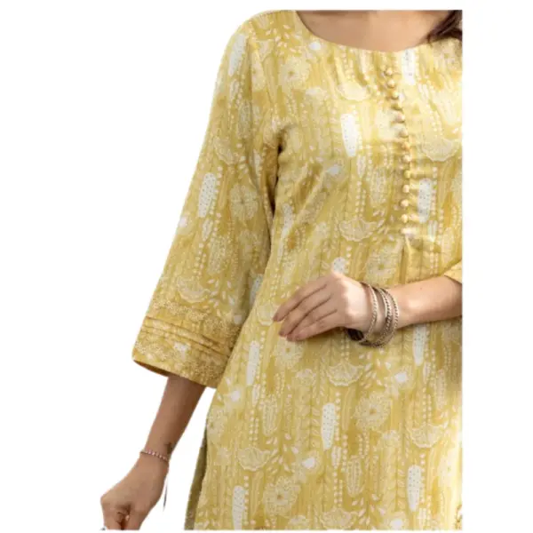 Yellow color Glace Cotton Suit with Printed Duppata