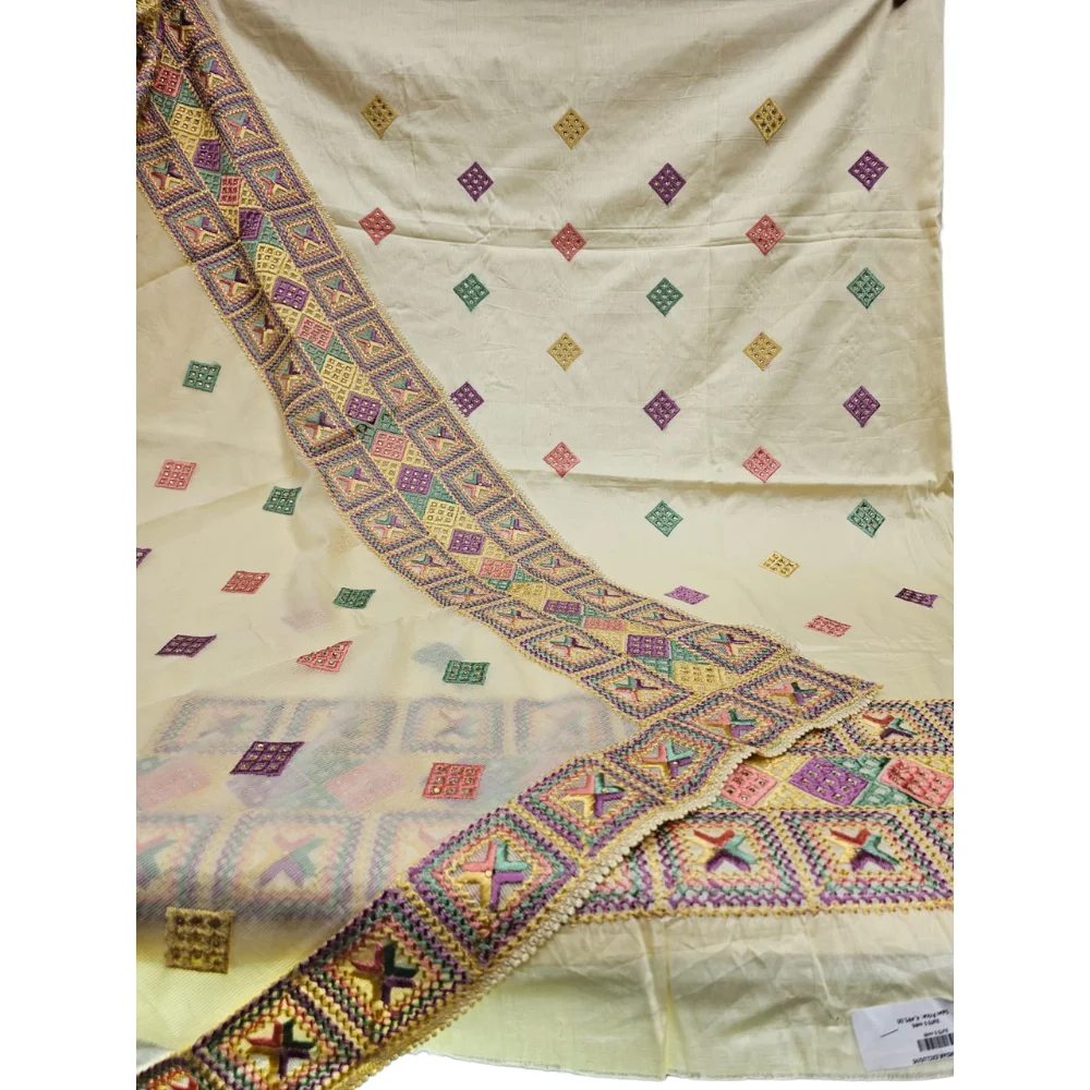 cambric cotton unstitched phulkari suit