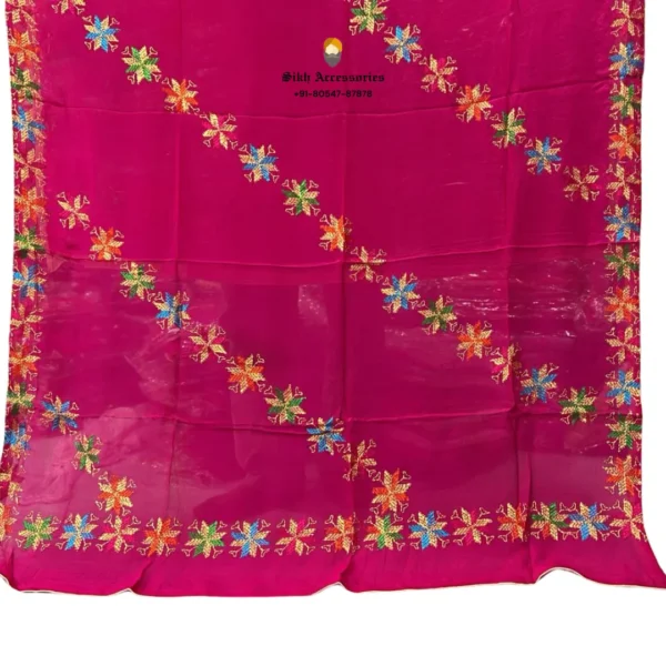 Pink Semi Chinon Pure Patiala Handwork Phulkari