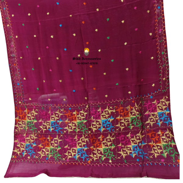 Rouge Pink Pure Chinon Patiala Handwork Phulkari with Heavy Palla