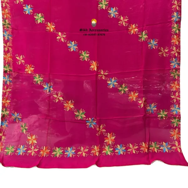 Steel Pink Semi Chinon Pure Patiala Handwork Phulkari