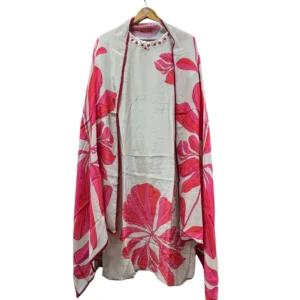 Light Grey & Pink Pakistani Suit With Embroidery