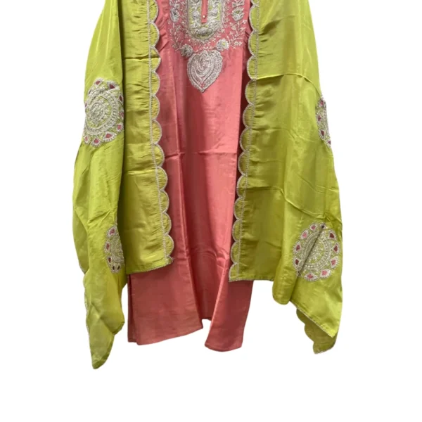 rouge pink & mehndi green pakistani suit