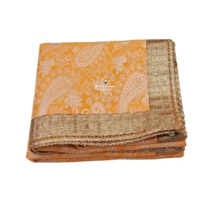 Apricot Orange Rumala Sahib with Printed Work- Double Set