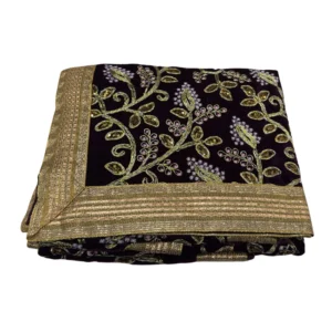 Dark Cherry Velvet Rumala Sahib with Embroidery Work- Double Set