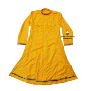 Kesri Yellow Embroidered Nihang Chola in Pure Cotton