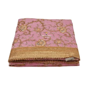 Lace Pink Rumala Sahib with Embroidery Work- Double Set