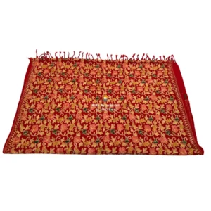 Rose Red Pashmina Unisex Shawl with Floral Embroidery