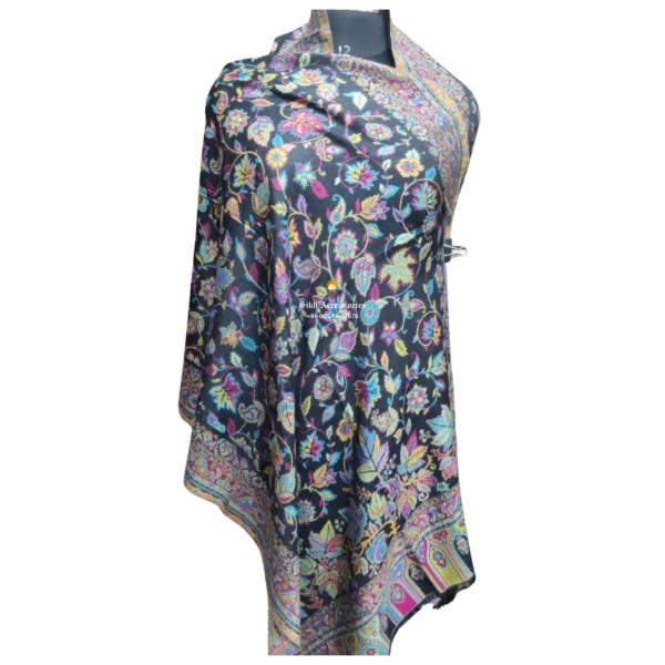 Black Fine Micro Modal Multi-Colour Kani Shawls