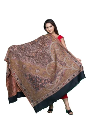 Black Old Jamawar Reversible Shawls for Men & Women