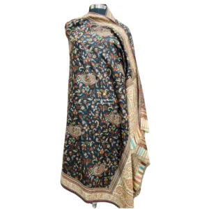 Black Pashmina Double Beam Kani Stole