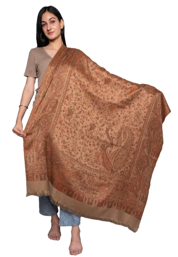 Brown Old Jamawar Reversible Shawls for Men & Women