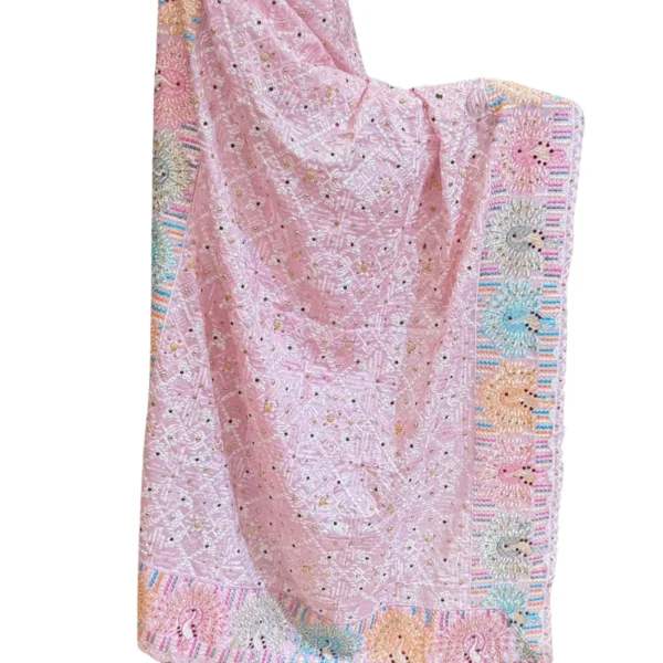 Plain Pink Suit With Baby Pink Phulkari Dupatta