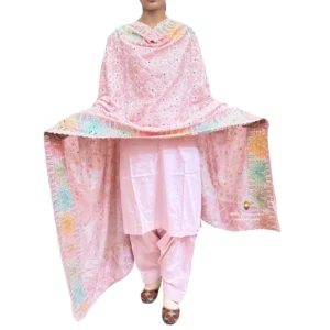 Plain Pink Suit With Baby Pink Phulkari Dupatta