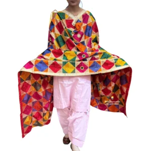 Plain Pink Suit With Multicolor Phulkari Dupatta