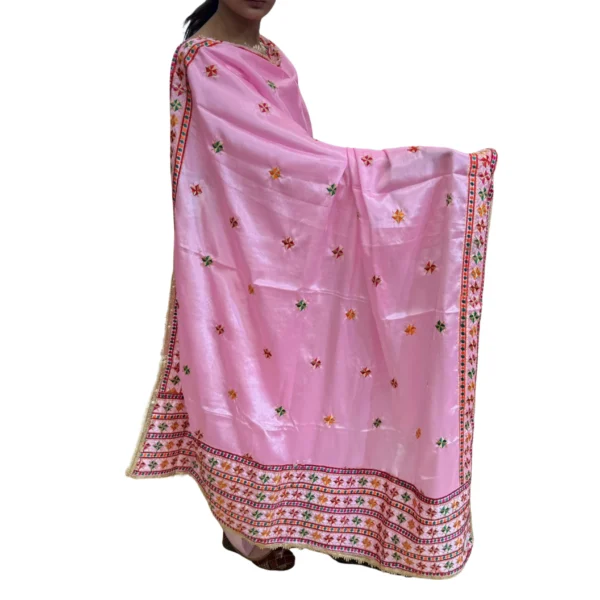 Plain Pink Suit With Nadeshiko Pink Phulkari Dupatta - Image 2