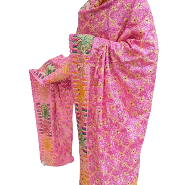 Plain Pink Suit With Taffy Pink Phulkari Dupatta - Image 2