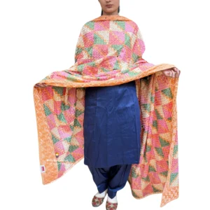 Plain Royal Blue Suit With Multicolor Phulkari Dupatta