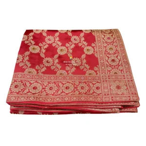 Ajax Red Banarasi Handblock Rumala Sahib - Double Set