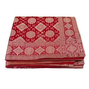 Crimson Banarasi Handblock Rumala Sahib - Double Set