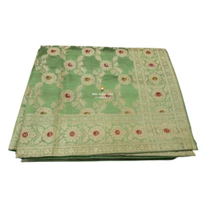 Olive Green Banarasi Handblock Rumala Sahib - Double Set