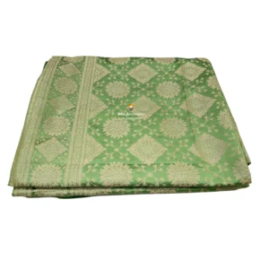 Sage Green Banarasi Handblock Rumala Sahib - Double Set