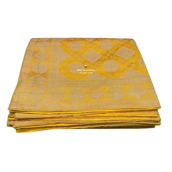 Yellow Banarasi Handblock Rumala Sahib - Double Set