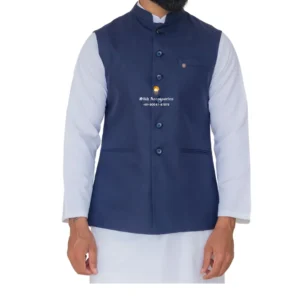 Admiral Blue Plain Nehru Jacket For Men