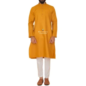 Amber Yellow Kurta Pajama with Amritsari Collar