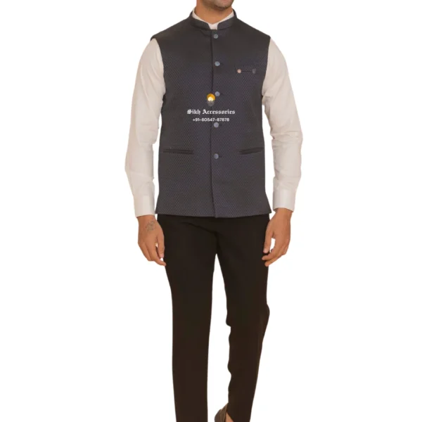 Arsenic Gray Plain Nehru Jacket For Men