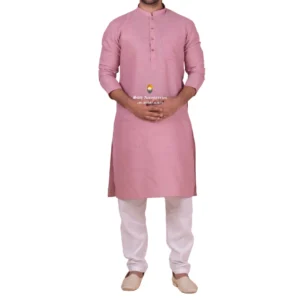 Baby Pink Kurta Pajama with Amritsari Collar
