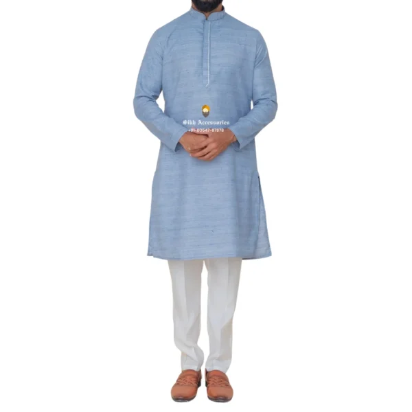 Beau Blue Kurta Pajama with Amritsari Collar