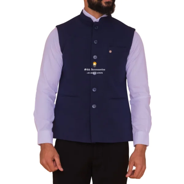 Berry Blue Plain Nehru Jacket For Men