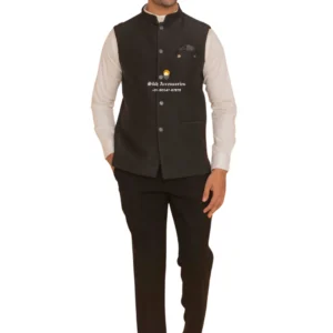 Black Olive Plain Nehru Jacket For Men