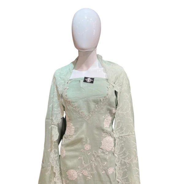 Chetwode Green Hand-Embroidered Unstitched Mull Cotton Suit