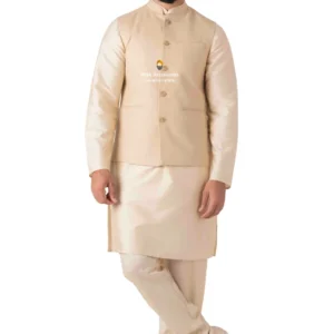 Cornsilk Plain Nehru Jacket For Men